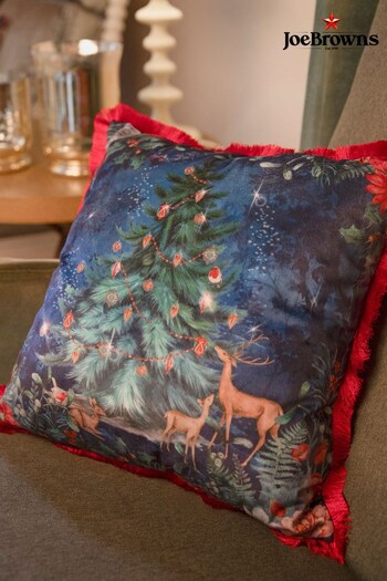 Joe Browns Blue Festive Mistletoe Tassel-Trim Cushion (AT7496) | £30