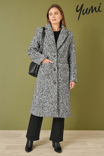 Yumi Grey Boucle Long Line Coat (AT7571) | £75