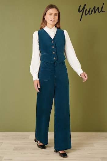 Yumi Blue Cord Trousers With Patch Pockets (AT7583) | £60