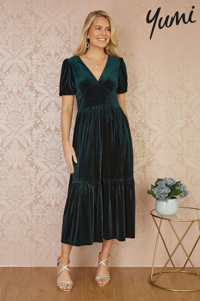 Monki velvet wrap dress clearance
