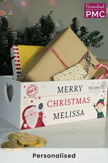 Personalised Christmas Wooden Crate Storage by PMC (AT9027) | £20