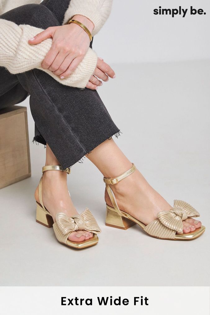 Women s Gold Low Heel Sandals Next Official Site
