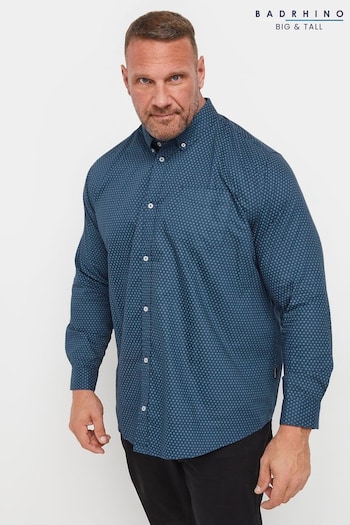 BadRhino Big & Tall Blue Geometric Party 100% Cotton Shirt (AT9595) | £32