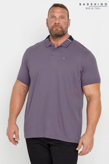 BadRhino Big & Tall Purple 100% Cotton Jacquard Polo Shirt (AT9652) | £26