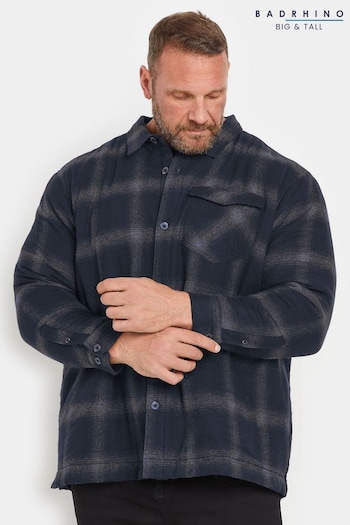 BadRhino Big & Tall Blue Check Lined 100% Cotton Shacket (AT9655) | £39