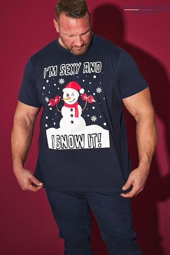 BadRhino Big & Tall Blue 100% Cotton Sexy Snowman Christmas T-Shirt (AT9663) | £19