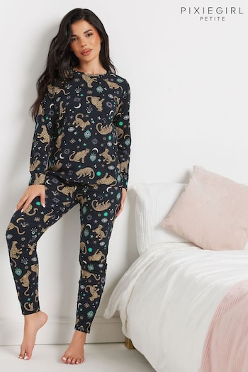 PixieGirl Petite Blue Leopard Graphic Pyjama Set (AT9886) | £29