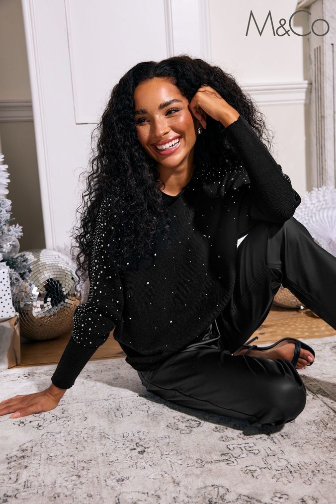Buy Women s Petite Black Jumpers Online Next UK
