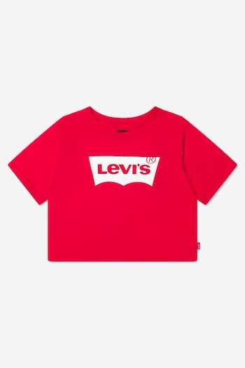 Girls Batwing Logo Cropped T-Shirt in Red (ATA105) | £10 - £11.50