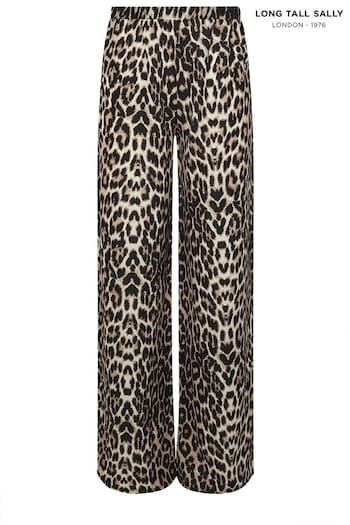 Long Tall Sally Natural Animal Print Wide Leg Trousers (AU1033) | £36