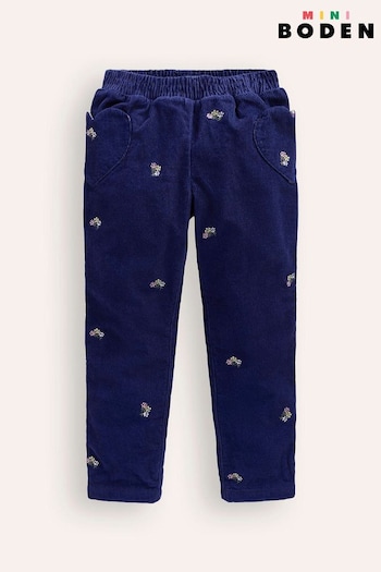 Boden Blue Lined Cord Pull-On 100% Cotton Trousers (AU1294) | £32 - £37