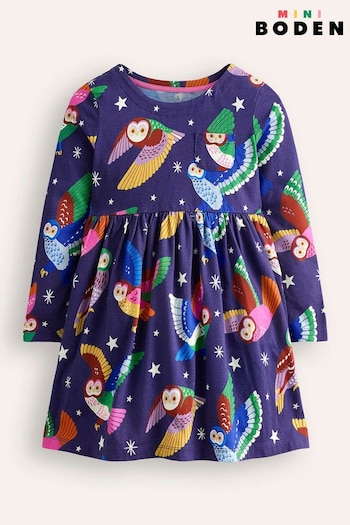 Boden Blue 100% Cotton Long Sleeved Fun Jersey Dress (AU1297) | £23 - £27