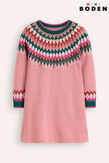 Boden Pink Minnie Fair Isle Pattern Jumper Dress (AU1383) | £45 - £49