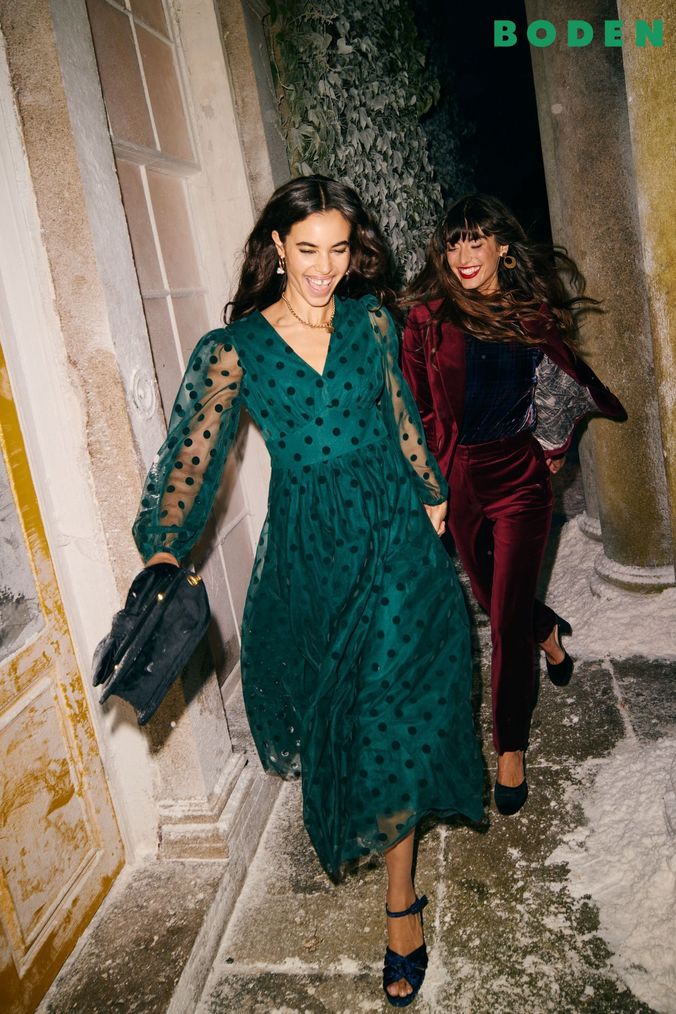 Next green spot dress top