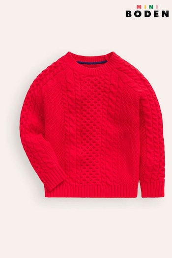 Boden Red Heritage Cable Jumper (AU1407) | £37 - £42