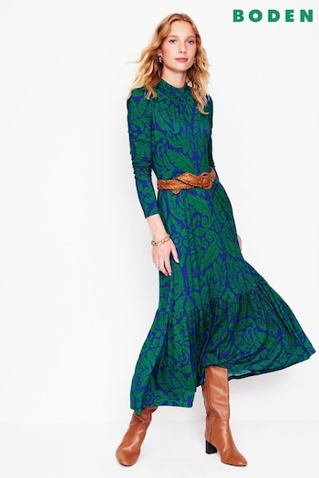 Boden Green High Neck Tiered Jersey Dress (AU1525) | £98