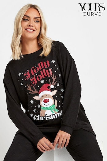 Yours Curve Black Novelty Reindeer Jumper (AU1871) | £34