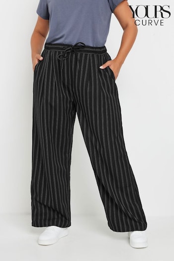 Yours Curve Black Woven Pinstripe Wide Leg Trousers (AU1917) | £31