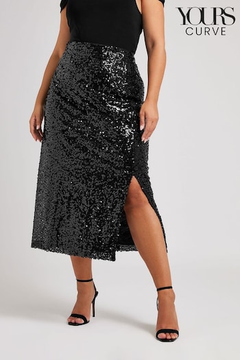 Yours Curve Black London Sequin Maxi Skirt (AU1923) | £57