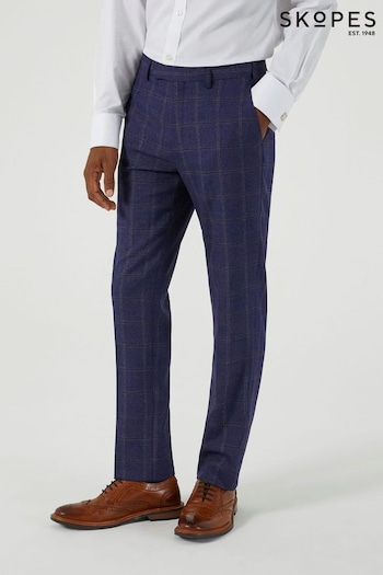 Skopes Blue Barron Check Tailored Fit Suit Trousers (AU2281) | £60