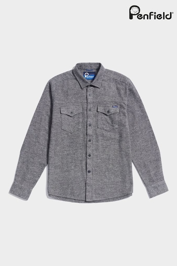 Penfield Grey Mens 100% Cotton Brushed Textured Overshirt (AU2460) | £120