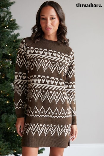 Threadbare Brown Christmas Jumper Dress (AU2655) | £34