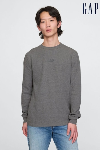 Gap Grey Long Sleeve Logo Waffle Knit T-Shirt (AU2839) | £18