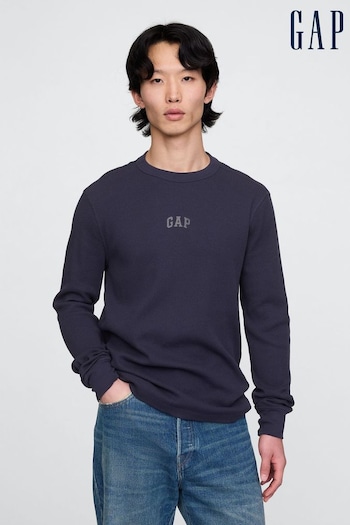 Gap Blue Long Sleeve Logo Waffle Knit T-Shirt (AU2849) | £18