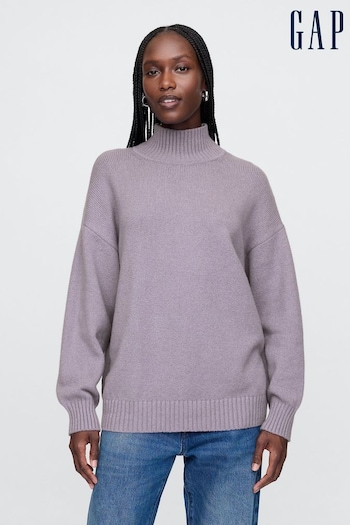 Gap Purple CashSoft Mock Neck Ribbed Knit Jumper (AU3182) | £40