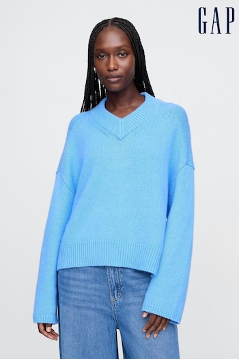 Gap Blue CashSoft Oversized V-Neck Sweatshirt (AU3226) | £45