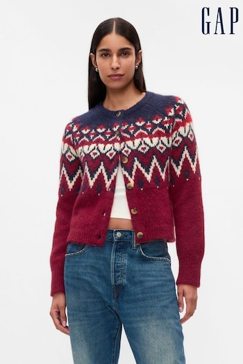 Gap Red Brushed Fair Isle Cropped Cardigan (AU3246) | £50