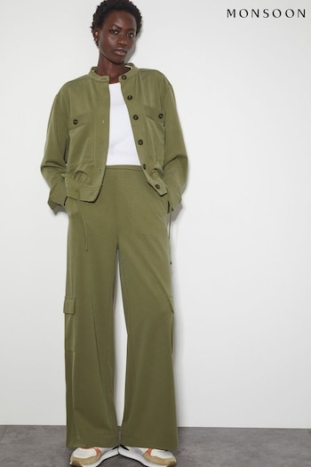 Monsoon Green Una Wide Leg Utility Trousers (AU3928) | £65