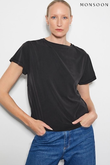 Monsoon Black Tawn Twist Front Jersey T-Shirt (AU3933) | £45