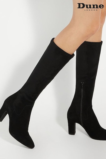 Dune London Black Wide Fit Simple Stretch Knee Boots (AU4075) | £165