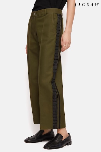 Jigsaw Green Cotton Trim Detail Trousers (AU4575) | £180