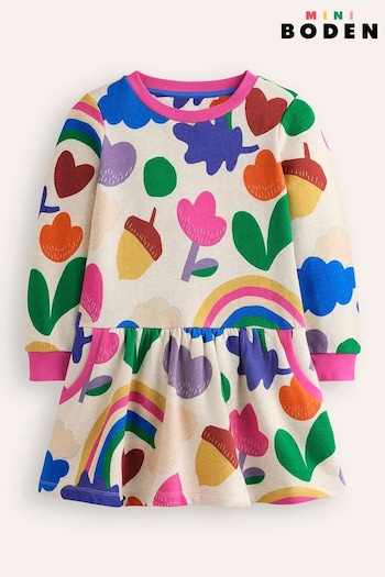 Boden Cream Cosy Printed Sweatshirt Dress (AU4755) | £29 - £35