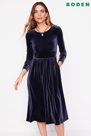 Boden Blue Tall Thea Velvet Jersey Midi Dress (AU4783) | £98