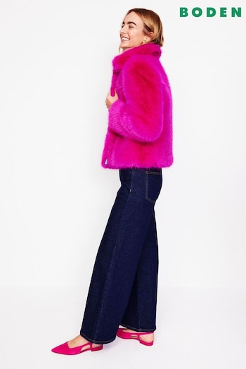 Boden Pink Faux Fur Coat (AU4794) | £175