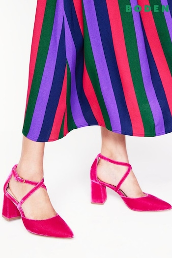 Boden Pink Strap Block Heel Point Courts (AU4826) | £140