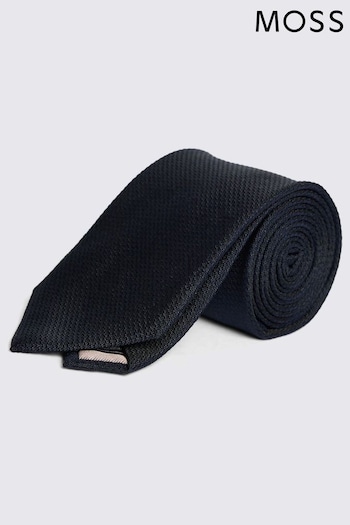 MOSS Navy Blue Silk Semi Plain Tie (AU5274) | £30