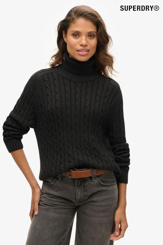 Chunky black roll neck jumper online