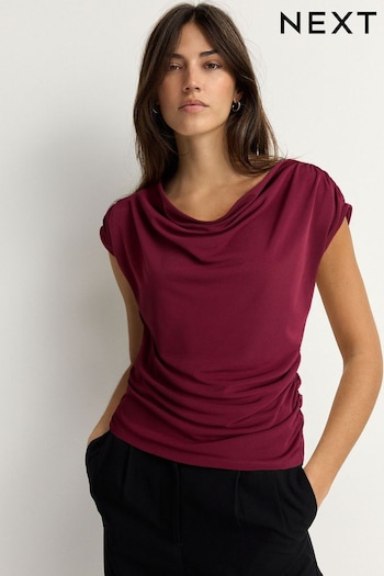 Burgundy Red Sleeveless Drape Top (AU5980) | £26