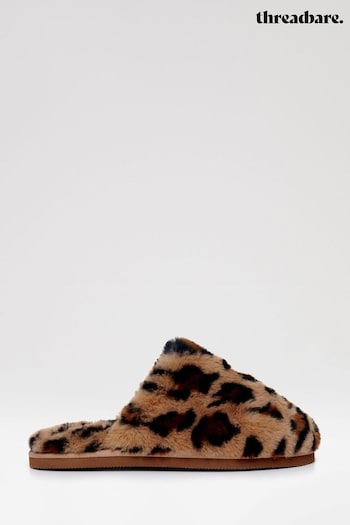 Threadbare Leopard Faux Fur Mule Slippers (AU6149) | £24