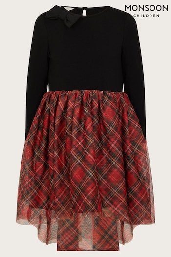 Monsoon Black Long Sleeve Tartan Tulle Dress (AU6154) | £42 - £48