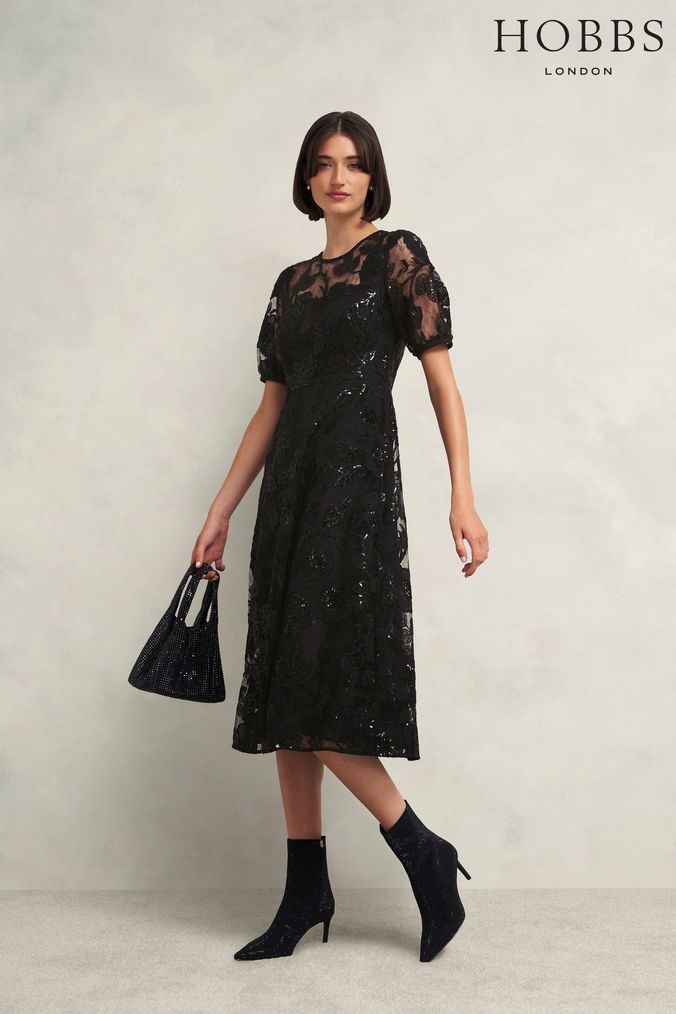 Buy Women s Black Hobbs LK Bennett Midi Short Sleeve Occasionwear Dresses Online Rs01Shops