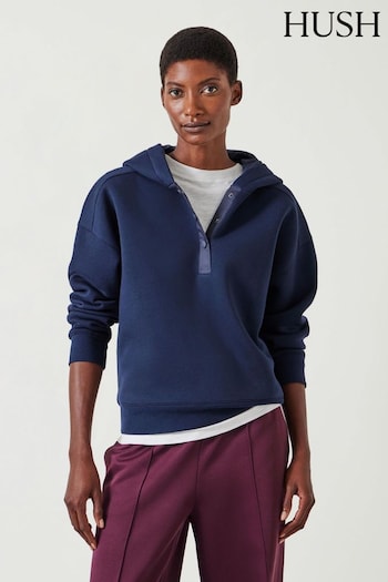 Hush Blue Thalia Popper Detail Clean Hoodie (AU7064) | £70