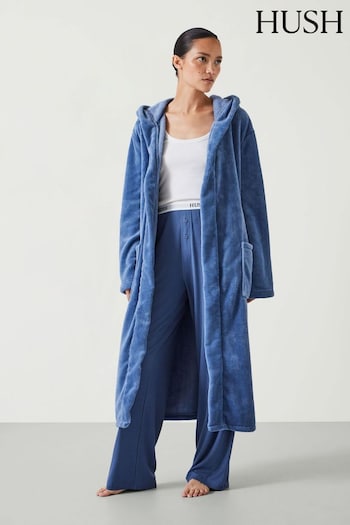 Hush Blue Fluffy Hooded Dressing Gown (AU7071) | £75