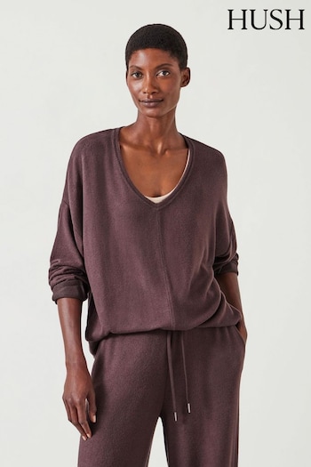 Hush Purple Gillian Supersoft V-Neck Top (AU7074) | £50