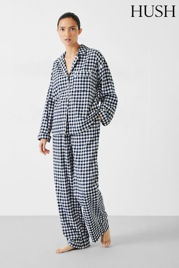 Hush Blue Julia Brushed 100% Cotton Pyjamas (AU7082) | £79