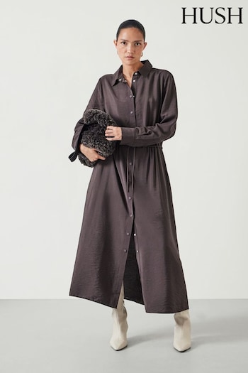 Hush Brown Martina Midi Shirt Dress (AU7165) | £110